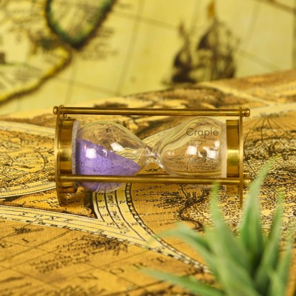 Petite Shiny Brass 1-Minute Sand Timer | Purple Sand, Classic Design | Desk Focus Aid & Charming Gift - Image 2