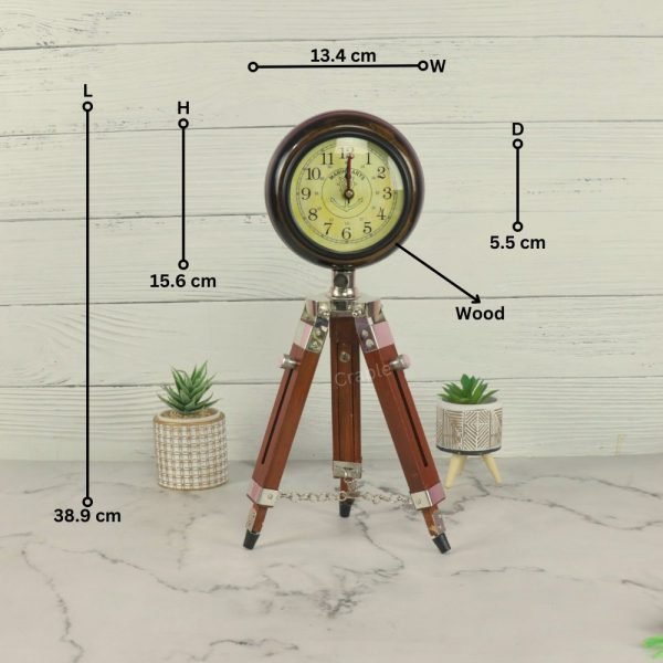 Handmade Wooden Vintage Table Clock | Antique Finish, Adjustable Stand | Desk Decor & Unique Gift - Image 6
