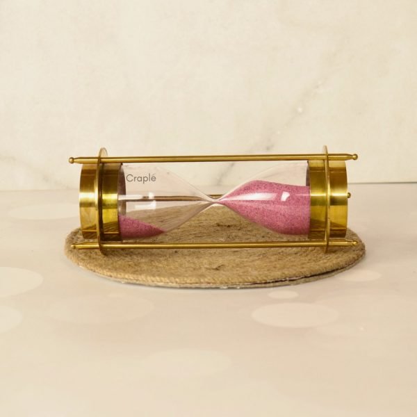 Dual Compass Attached Solid Brass Handmade Gold 5 Min Beautiful Gifting Sand Timer - Image 4