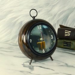Tea Cup Dial Antique Wooden Desk Clock | Handcrafted, Vintage Style | Unique Tabletop Decor & Gift - Image 3