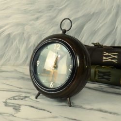 Tea Cup Dial Antique Wooden Desk Clock | Handcrafted, Vintage Style | Unique Tabletop Decor & Gift - Image 2