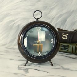 Tea Cup Dial Antique Wooden Desk Clock | Handcrafted, Vintage Style | Unique Tabletop Decor & Gift - Image 4
