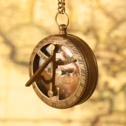 Gilbert & Sons Pocket Sundial Compass | Antique Brass, Foldable Gnomon & Chain | Vintage Navigational Keepsake - Image 3