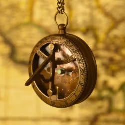 Gilbert & Sons Pocket Sundial Compass | Antique Brass, Foldable Gnomon & Chain | Vintage Navigational Keepsake - Image 6