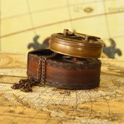 Gilbert & Sons Pocket Sundial Compass | Antique Brass, Foldable Gnomon & Chain | Vintage Navigational Keepsake - Image 4