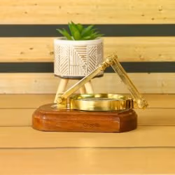 Shiny Brass Desk Magnifier | Adjustable Folding Arm, Handcrafted | Reading Aid & Vintage Desk Decor - Image 5