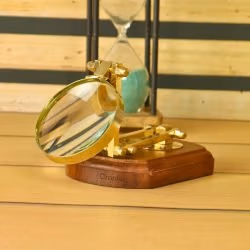 Shiny Brass Desk Magnifier | Adjustable Folding Arm, Handcrafted | Reading Aid & Vintage Desk Decor - Image 2