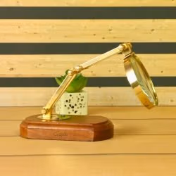 Shiny Brass Desk Magnifier | Adjustable Folding Arm, Handcrafted | Reading Aid & Vintage Desk Decor - Image 3