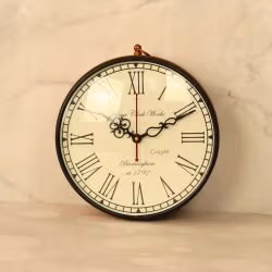 Embossed Double-Sided Steel Station Clock | Brass-Look, Ornate Scroll Bracket | Vintage Inspired Home Decor - Image 2