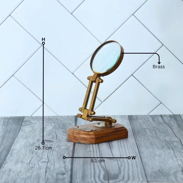 Brass & Wood Adjustable Magnifier | Antique Folding Arm, Vintage Style | Reading, Inspection & Collector's Aid - Image 9