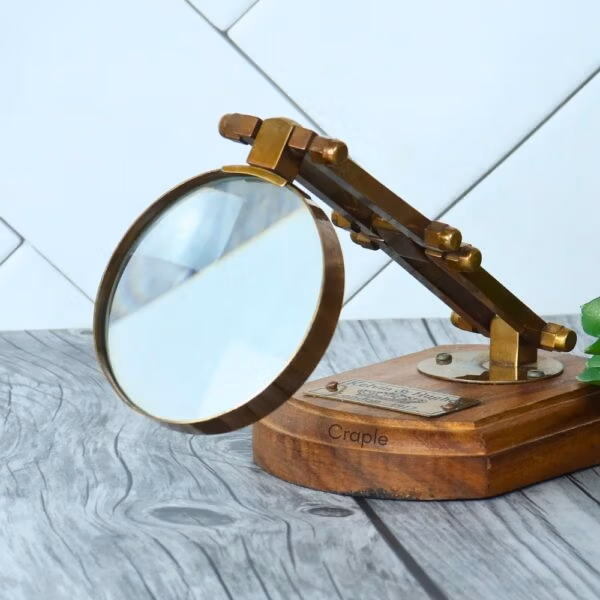 Brass & Wood Adjustable Magnifier | Antique Folding Arm, Vintage Style | Reading, Inspection & Collector's Aid - Image 6