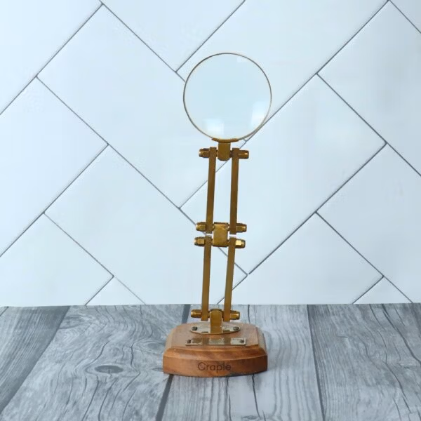 Brass & Wood Adjustable Magnifier | Antique Folding Arm, Vintage Style | Reading, Inspection & Collector's Aid - Image 5