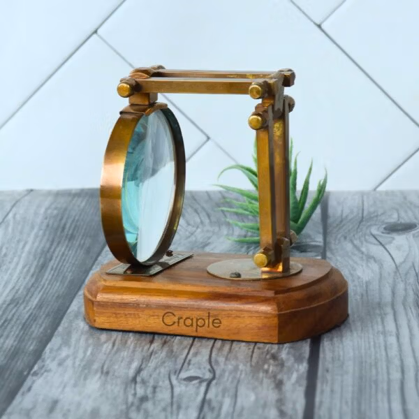 Brass & Wood Adjustable Magnifier | Antique Folding Arm, Vintage Style | Reading, Inspection & Collector's Aid - Image 2