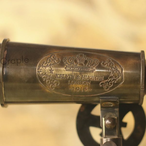 Kelvin & Hughes Double Barrel Antique Brass Telescope with Angle Tilt | Extendable Spotting Scope, Foldable Tripod | Nautical Decor & Gift - Image 5