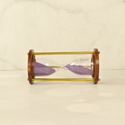 Handcrafted 3-Minute Hourglass Wood & Shiny Brass | Light Pink Sand, Vintage Charm | Timeless Desk Timer & Decor - Image 4