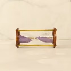 Handcrafted 3-Minute Hourglass Wood & Shiny Brass | Light Pink Sand, Vintage Charm | Timeless Desk Timer & Decor - Image 4