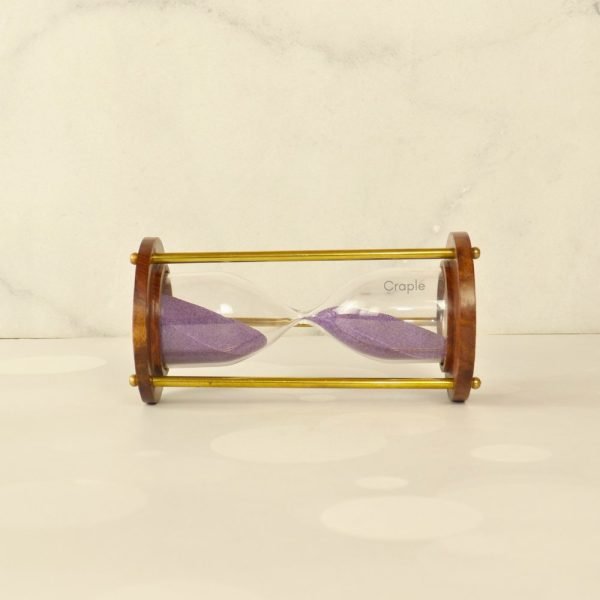 Handcrafted 3-Minute Hourglass Wood & Shiny Brass | Light Pink Sand, Vintage Charm | Timeless Desk Timer & Decor - Image 4