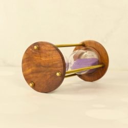 Handcrafted 3-Minute Hourglass Wood & Shiny Brass | Light Pink Sand, Vintage Charm | Timeless Desk Timer & Decor - Image 3