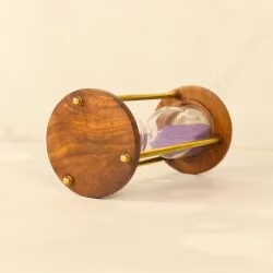 Handcrafted 3-Minute Hourglass Wood & Shiny Brass | Light Pink Sand, Vintage Charm | Timeless Desk Timer & Decor - Image 3
