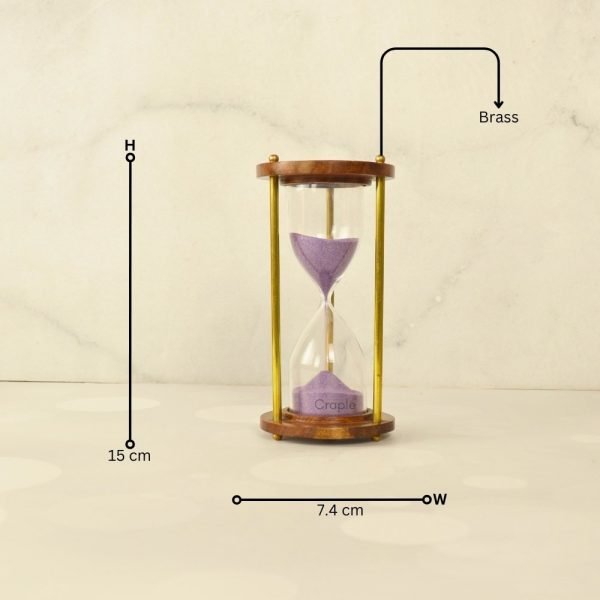 Handcrafted 3-Minute Hourglass Wood & Shiny Brass | Light Pink Sand, Vintage Charm | Timeless Desk Timer & Decor - Image 5