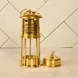 Handcrafted Antique Brass Miner's Lantern | Functional Oil Lamp | Industrial Vintage Decor Gift - Image 3