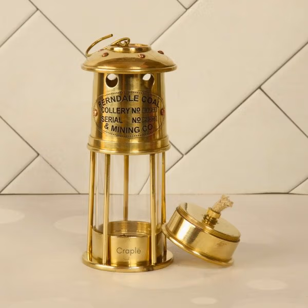 Handcrafted Antique Brass Miner's Lantern | Functional Oil Lamp | Industrial Vintage Decor Gift - Image 5