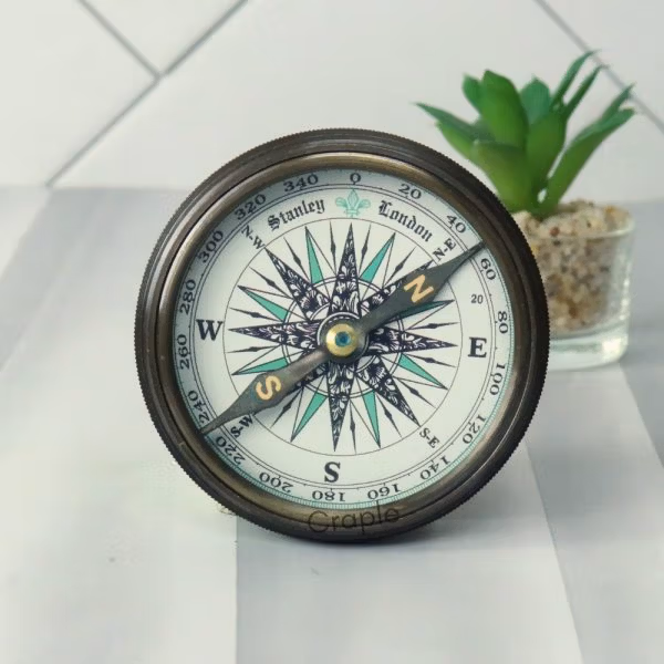 Robert Forest Masters Voice London 1920 Vintage Brass Antique Poem Compass - Image 5