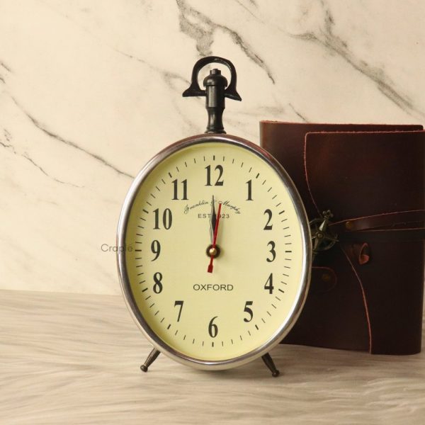 Silver Aluminium Desk & Hanging Clock | Handcrafted, Classic Numerals | Franklin & Murphy Oxford Style Decor Gift - Image 2