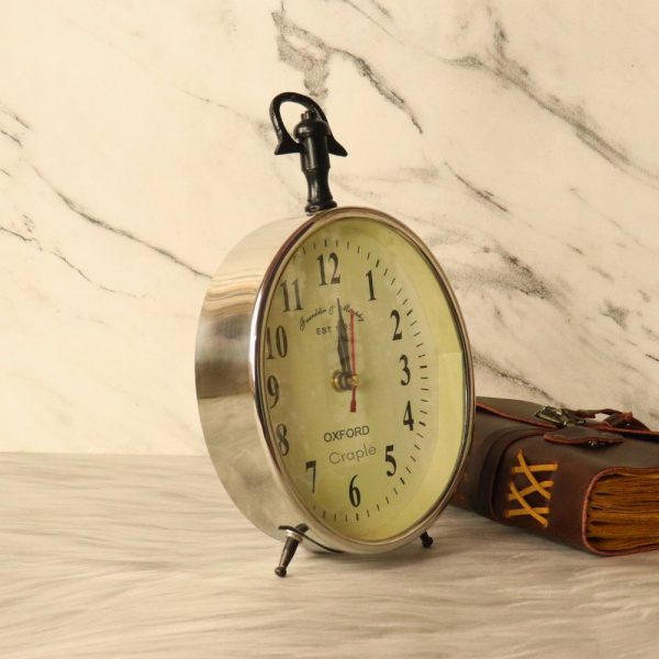 Silver Aluminium Desk & Hanging Clock | Handcrafted, Classic Numerals | Franklin & Murphy Oxford Style Decor Gift - Image 3