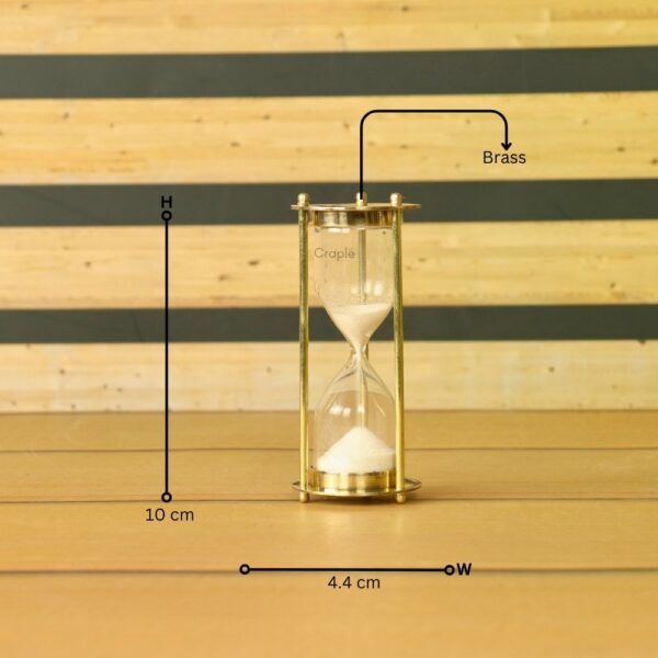 Miniature 1-Minute Sand Timer | Shiny Brass, White Sand, Pocket Size | Elegant Desk Gift & Decor - Image 5