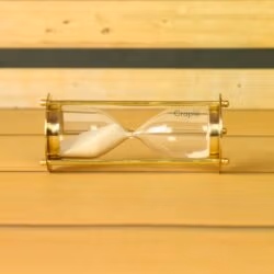 Miniature 1-Minute Sand Timer | Shiny Brass, White Sand, Pocket Size | Elegant Desk Gift & Decor - Image 2