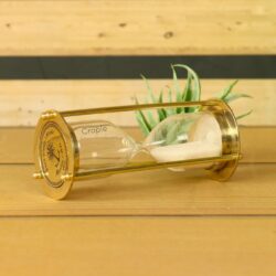 Miniature 1-Minute Sand Timer | Shiny Brass, White Sand, Pocket Size | Elegant Desk Gift & Decor - Image 3