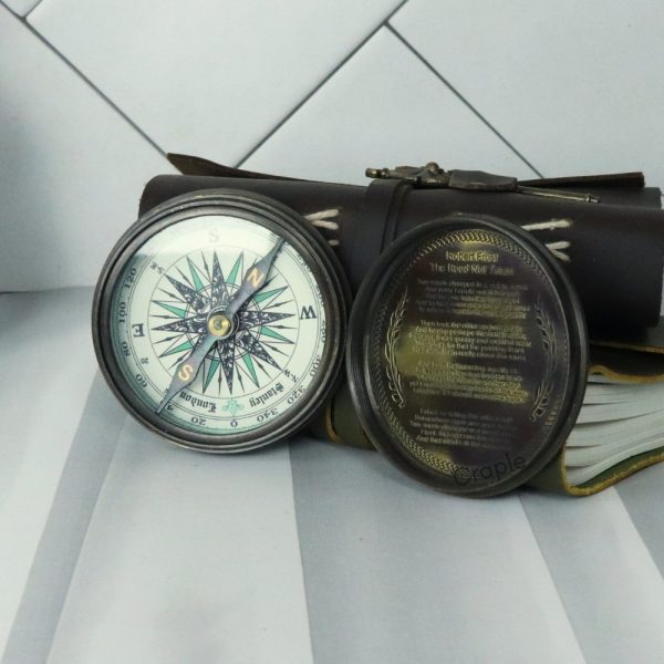 Stanley London Black Antique Brass Compass | Engraved Poem, Handcrafted | Collector's Pocket Gift - Image 1