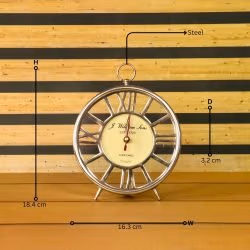 Skeleton Frame Silver Aluminium Clock | Desk & Wall Mountable | J. William Sons Oxford Style Decor Gift - Image 5