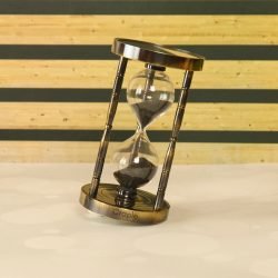 Dual Compass Attached Top & Bottom Brass Made Premium Antique Finish 6 Min Sand Timer, Premium Gift Item - Image 5