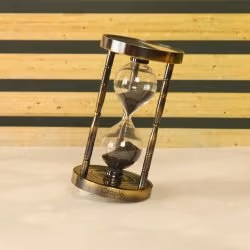 Dual Compass Attached Top & Bottom Brass Made Premium Antique Finish 6 Min Sand Timer, Premium Gift Item - Image 5