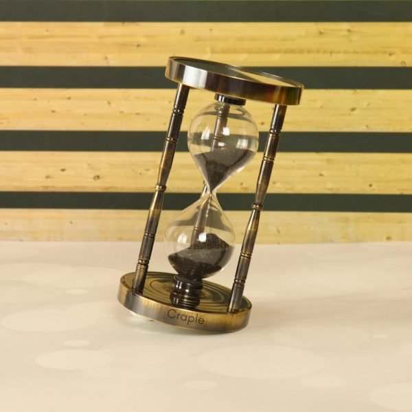 Dual Compass Attached Top & Bottom Brass Made Premium Antique Finish 6 Min Sand Timer, Premium Gift Item - Image 5