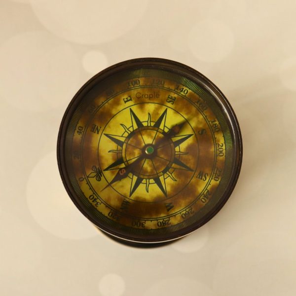 Dual Compass Attached Top & Bottom Brass Made Premium Antique Finish 6 Min Sand Timer, Premium Gift Item - Image 6