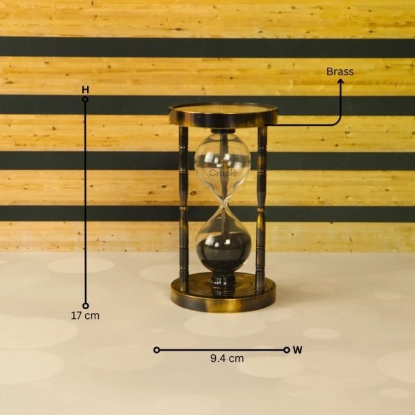 Dual Compass Attached Top & Bottom Brass Made Premium Antique Finish 6 Min Sand Timer, Premium Gift Item - Image 7