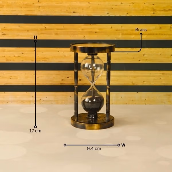 Dual Compass Attached Top & Bottom Brass Made Premium Antique Finish 6 Min Sand Timer, Premium Gift Item - Image 7