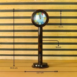 Colorful Number Tiles Pedestal Clock | Antique Wooden, Tall Design, Rustic Finish | Unique Desk & Shelf Decor Gift - Image 5