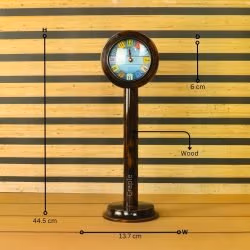 Colorful Number Tiles Pedestal Clock | Antique Wooden, Tall Design, Rustic Finish | Unique Desk & Shelf Decor Gift - Image 5