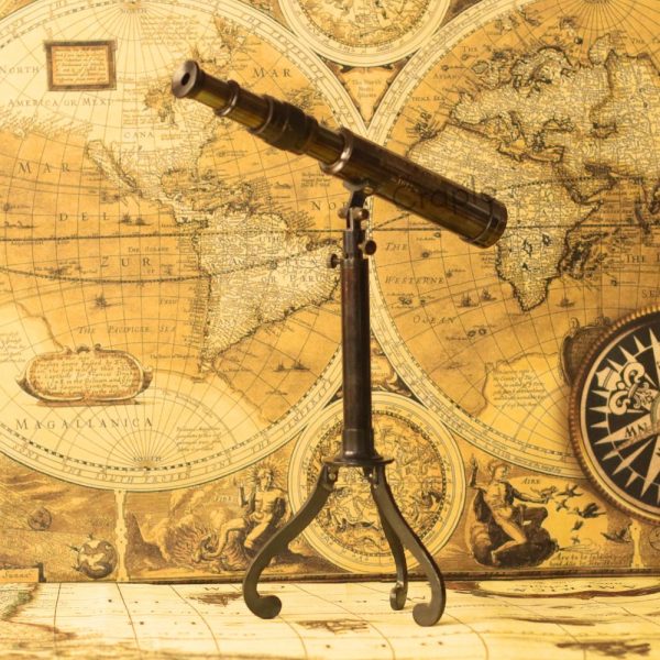 W. Ottway Stand Brass Telescope | Black Antique, Detachable Scope, Collapsible Tripod, Tilt Function | Desk Decor & Gift - Image 2