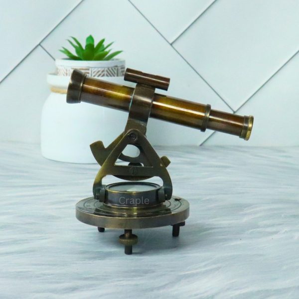 Antique Brass Alidade Telescope | Built-in Compass, Extending Scope | Surveying Decor & Unique Nautical Gift - Image 3