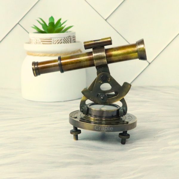 Antique Brass Alidade Telescope | Built-in Compass, Extending Scope | Surveying Decor & Unique Nautical Gift - Image 2
