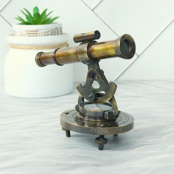 Antique Brass Alidade Telescope | Built-in Compass, Extending Scope | Surveying Decor & Unique Nautical Gift - Image 4