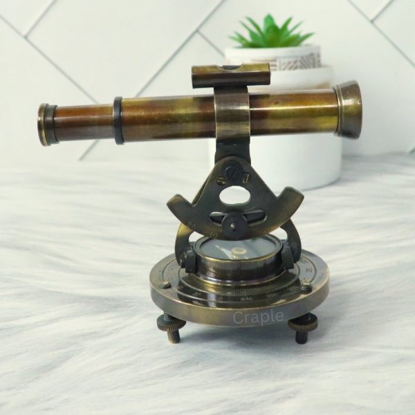 Antique Brass Alidade Telescope | Built-in Compass, Extending Scope | Surveying Decor & Unique Nautical Gift - Image 8