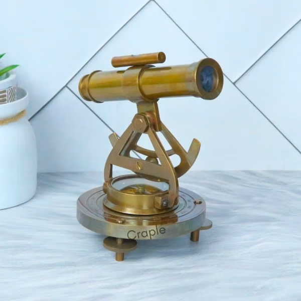 Premium Desk Decor Handcrafted Nautical Alidade Telescope with Compass - Image 4