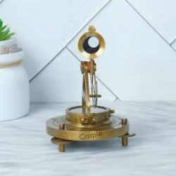 Handmade Antique Brass Alidade Telescope | Brown Leather Wrap, Compass | Surveying Decor Gift - Image 4