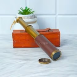 9" Leather-Wrapped Pocket Telescope | 3-Pipe Extendable, Achromatic Lens | Nautical Decor & Gift with Case - Image 3